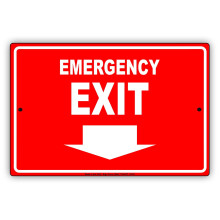 Emergency Exit Arrow Sign Aluminium 8 x 12 inch