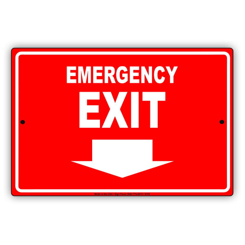 Emergency Exit Arrow Sign Aluminium 8 x 12 inch