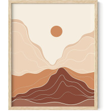 Mountain Wall Art Terracotta Decor 16x20 Framed Beige