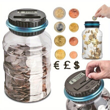 (USD Piggy Bank) Grote transparante automatische LCD-muntentelpot met digitaal display - Spaarpot op batterijen voor Halloween,