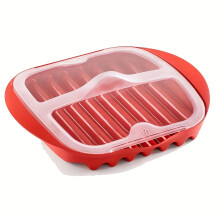 (Red) Spekbakplaat met deksel - Perfect voor spek, pizza en sauzen.Zorgt voor een gelijkmatige verwarming, gemakkelijk schoon