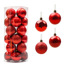 Christmas Tree Ornaments Plastic Red 24PCS