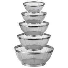 Lot de 5 passoires de cuisine, en acier inoxydable, à mailles fines, idéales pour les pâtes, le riz et les fruits.
