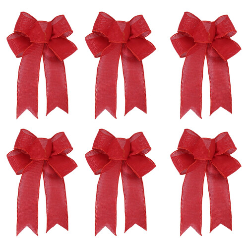 Christmas Bows Burlap Red 6PCS