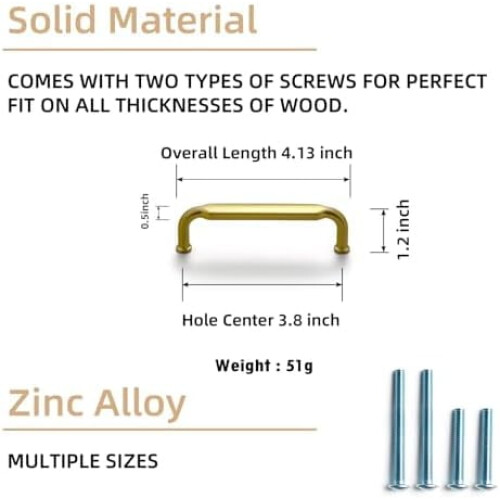 Brushed Gold Drawer Pulls 96mm 6-Pack 2