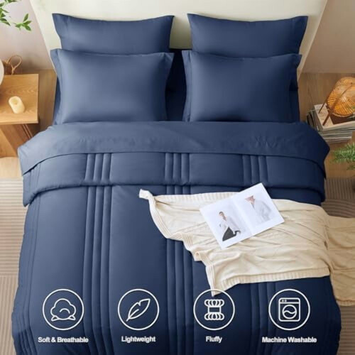 Navy Blue Comforter Set 7-Piece All-Season 1