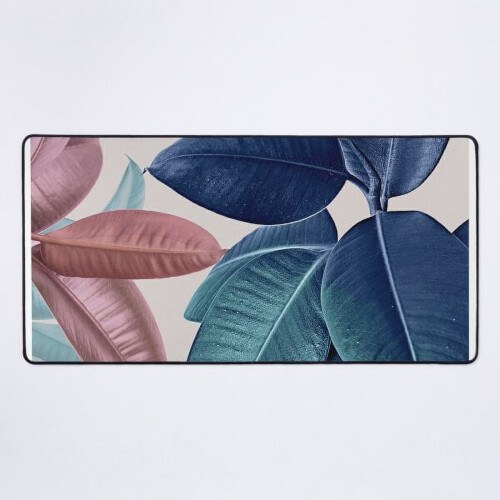 Blush and Blue Leaves -pöytämatto