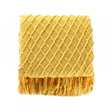 Knitted Sofa Cover Blanket Yellow 67.7" x 50" 1 Pc