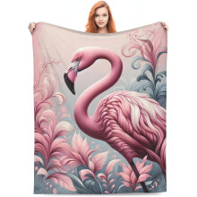 Rózsaszín flamingó dísztakaró, puha, meleg, 102x132 cm