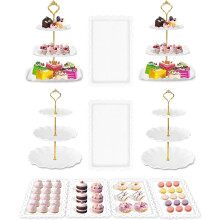 Conjunto de suporte para bolo, torre de cupcakes de 4 andares com 6 bandejas