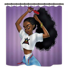 Black Girl Motivational Shower Curtain Polyester 71x71 Inch