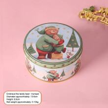 Boîte à biscuits de Noël décorative ronde en métal avec couvercle