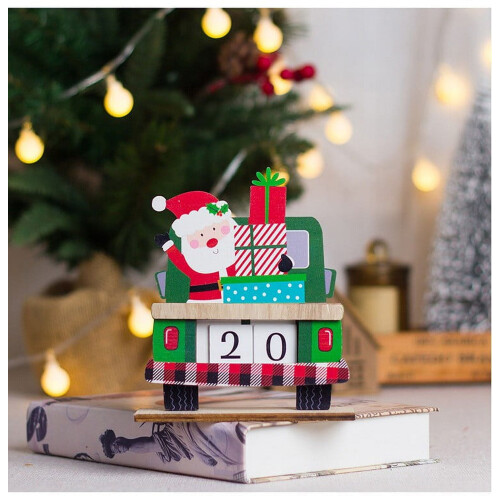 Ξύλινο Χριστουγεννιάτικο Φορτηγό Advent Ημερολόγιο Ρουστίκ Αγροικία