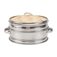 Cesta vaporera de acero inoxidable para verduras con tapa