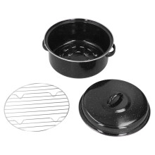 Oval enamel roasting pan with lid 12-inch