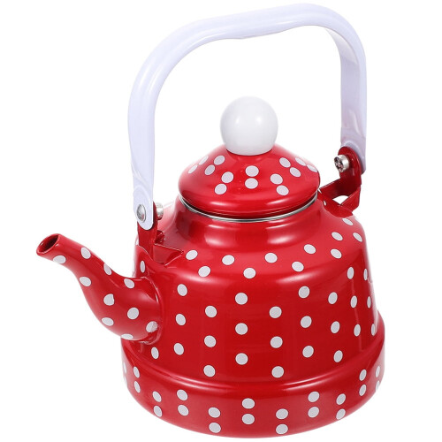 Enamel kettle for tea and Turkish coffee, red, 1 piece