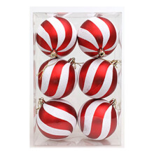 Christmas Ball Ornaments Red Green White 6 pcs