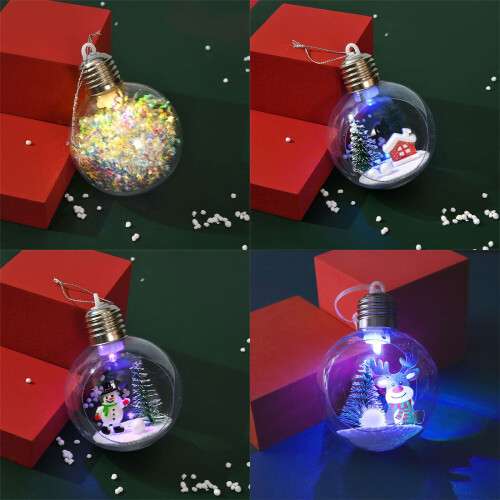 Staron bruchsichere beleuchtete transparente Weihnachtskugeln 12