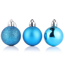 Blue Christmas Ornaments Shatterproof 3.14 Inch Set of 24