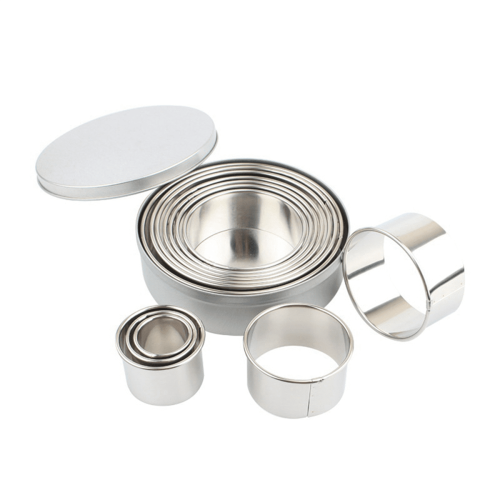 Ausstechformen-Set, rund, Edelstahl, 60-teilig