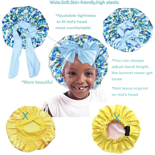 Baby & Kids Silk Satin Bonnet with Adjustable Drawstring 2