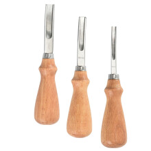 Ensemble d'outils pour bordures de cuir, manche en bois, 3 pièces