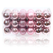 Rose Gold Plastic Christmas Balls 4cm 36 pcs
