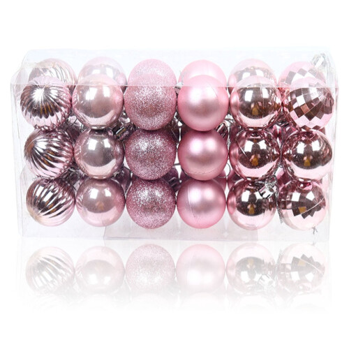 Rose Gold Plastic Christmas Balls 4cm 36 pcs