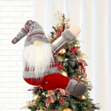 Gnome Christmas Tree Topper and Curtain Tie Red
