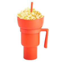 Snackbecher mit Strohhalm, 1000 ml, kompatibel mit Standarddeckeln