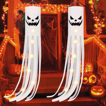 Dekoracja zewnętrzna z flagą „Halloween Ghost Windsock” 2 sztuki, 40 cali