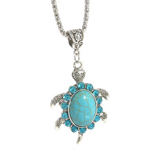 Collana vintage con ciondolo a forma di tartaruga turchese da donna