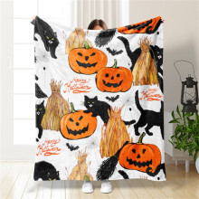 Halloween pumpkin ghost flannel blanket 50x60 inches