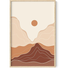 Mountain Wall Art Terracotta 24x36 Framed Beige