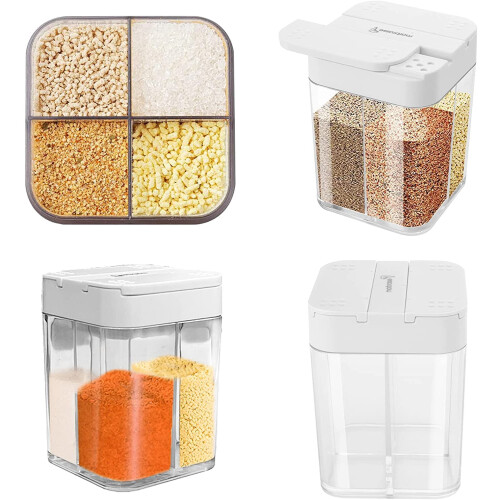 Plastic Spice Shaker Jar 4-in-1 Adjustable Holes 2 Pack