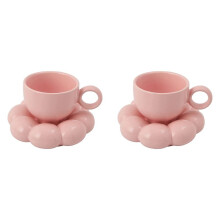 2X Set di Tazzine da Caffè con Piattino un Forma Fiore Simpatico Set Tazze da Caffè con Piattino Tazza Ceramica con Piattino un Forma di Girasole