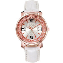 Luxury quartz analog watch for women with leather strap and
