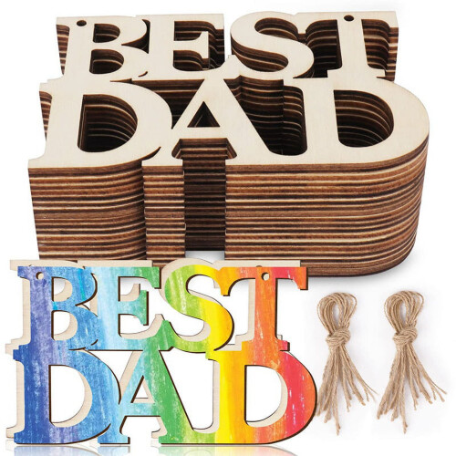 Unfinished Wood Dad Gift Tags with String 40 pcs