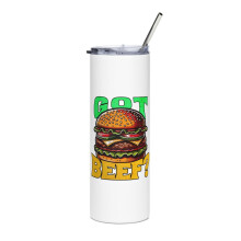 White hamburger-themed slim tumbler