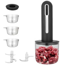 Tritacarne Elettrico, Tritacarne Elettrico Ricaricabile Tramite USB, con 4 Tazze e 2 Affettatrici