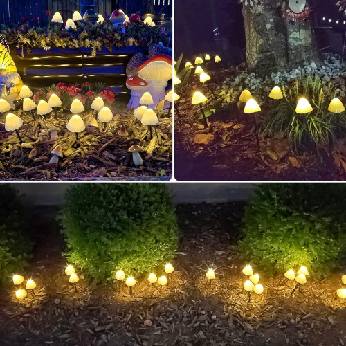 Halloween Solcelledrevne Svampelys Orange Lilla Grøn8Modes 1