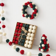 Adornos navideños de bolas de lana (36 unidades)