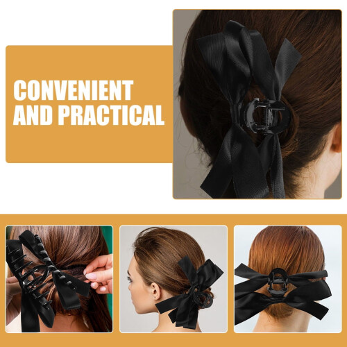 Zwarte strik haarclips van licht hars, 3 stuks 1