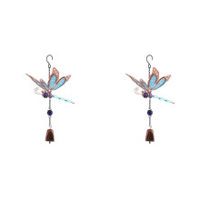 2X Carillon A Vento A Forma di Libellula, In Metallo, con Design A Forma di Libellula, Decorazione da Giardino per Esterni, per Finestre, Cortile A