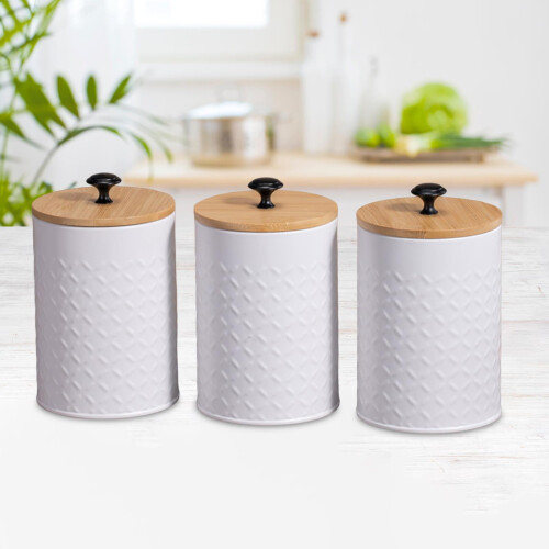 Kaffe, te och sockerbehållare, vitt, 3 delar 1