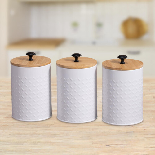 Kaffe, te och sockerbehållare, vitt, 3 delar 2