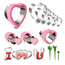 Set di Formine per Biscotti A Forma di Cuore da 15 Pezzi, 9 Dimensioni, Set di Formine per Biscotti A Forma di Cuore in Acciaio Inossidabile