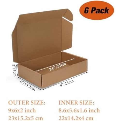 Cutii de transport maro, 9x6x2inch, pachet de 6 1