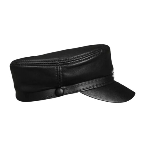 Schiebermütze aus echtem Leder für Herren, Lammfell, Herbst/Winter 2