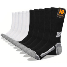 (10 pairs of black and white) 10 paar thermische atletieksokken voor heren - robuuste winter- en gymsokken met ondersteuning van de voetboog, dikke